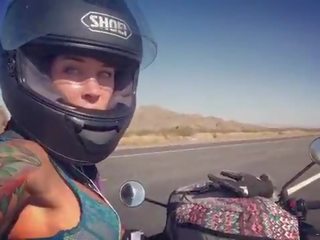 Felicity feline motorcycle deity riding aprilia in bra