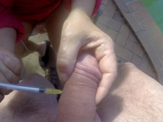 Vaimo administers injections a käsi työ & minä kumulat: hd seksi video- 53