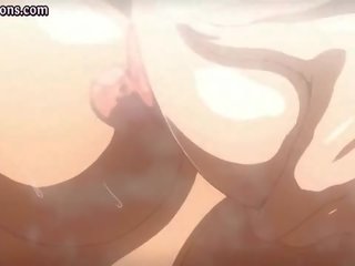 Twee rondborstig anime babes likken prik