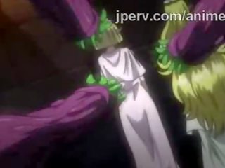 Sensational duende princesa aparafusado por grupo de tentáculos em hentai clipe