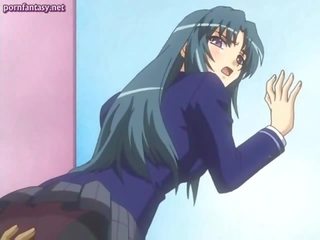 Anime unge hunn i uniform blir gnidd