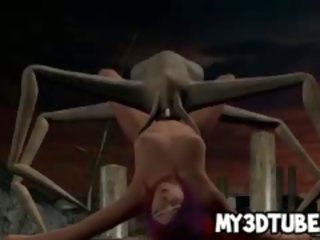 3D Redhead divinity Gets Fucked Hard By An Alien Spider