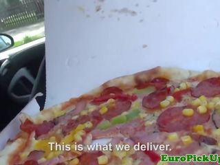 Euro pulled pizza babe gets her slice stuffed